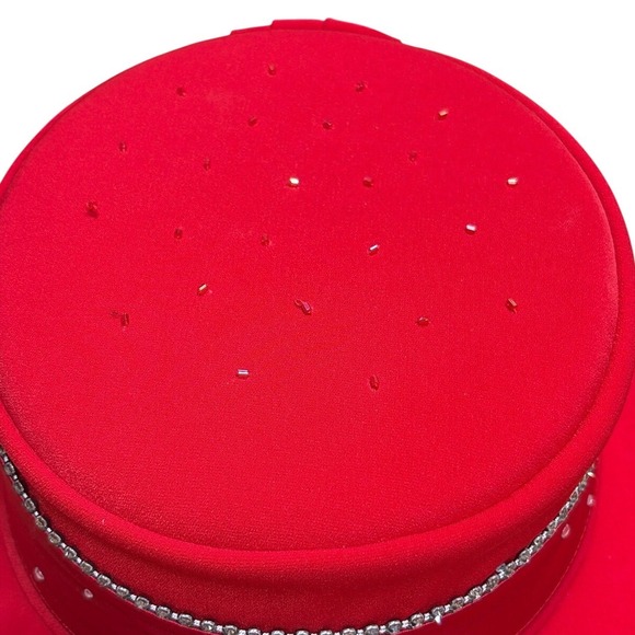 Fifth Sunday Exclusive Red Church‎ Hat Rhinestone Embellished Pillbox Dress Hat main image 10